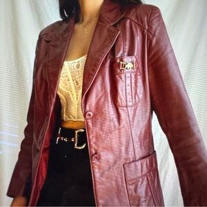Vintage Etienne Aigner Burgundy Leather Jacket